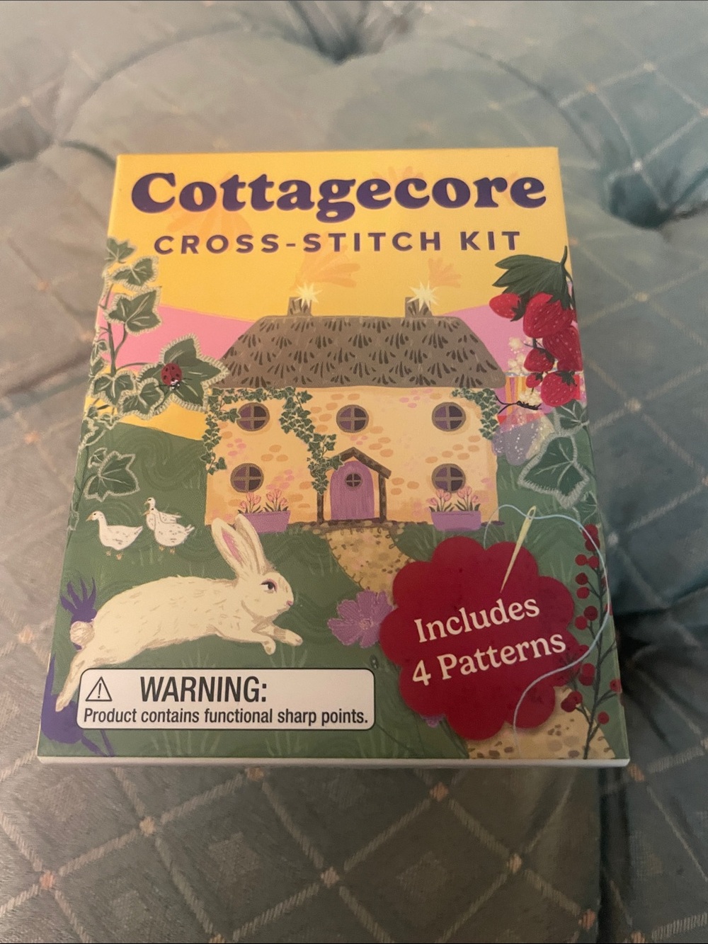 Cottagecore Cross-Stitch Kit - Pastel Yellow & Green.  New.